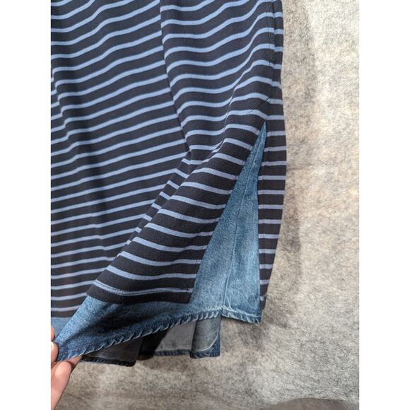 J Jill Blue Striped Casual Tshirt Dress XL Cotton Denim - Picture 2 of 8